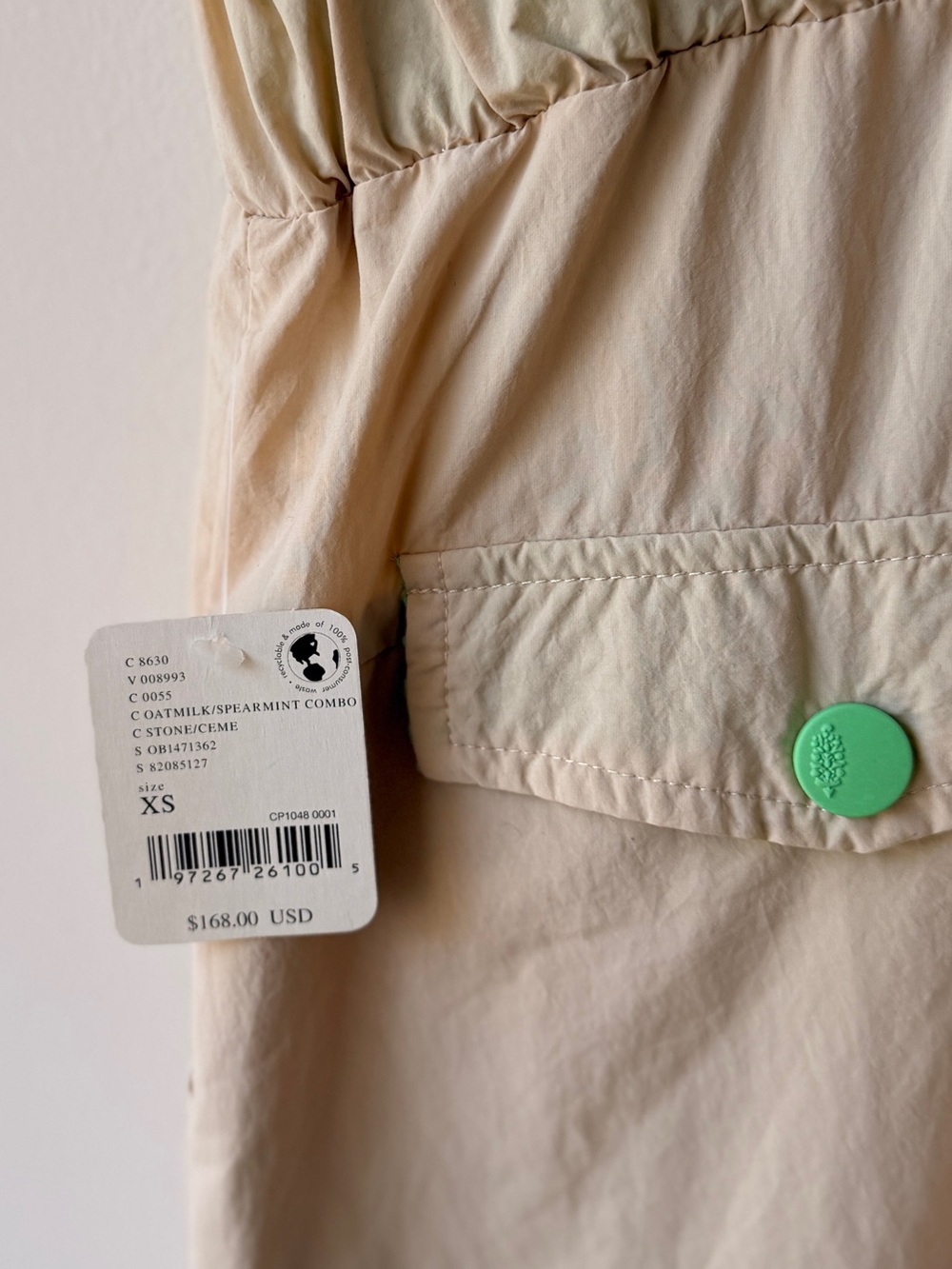 We The Free beige utility jumpsuit with neon coral tag - Picture 7 of 7